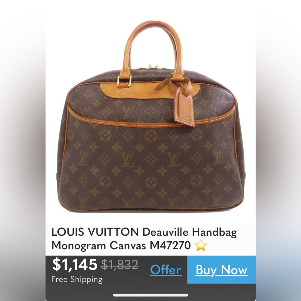 Louis Vuitton Vintage Monogram Canvas Deauville Bag - Rank B+ - Picture 11 of 14